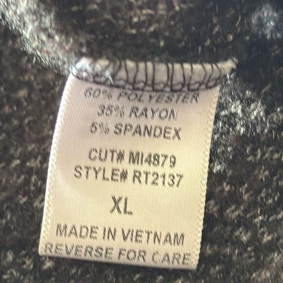 MisiaâCowl Neck Sweater Top XL Gray Black Asymmetricalâ Hem Stretch Knit - Picture 7 of 7